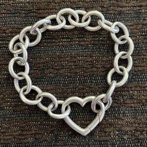 VTG Tiffany & Co. Heart Bracelet 925 Sterling Silver Y2K - 7.5in - RETIRED - 41g